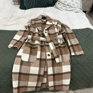 Cyrus Plaid Belted Coat